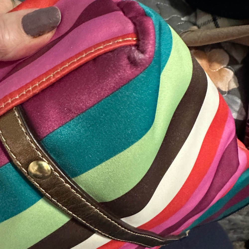Coach Pink and Orange Tote Bag Vibrant Striped Design - Picture 7 of 11